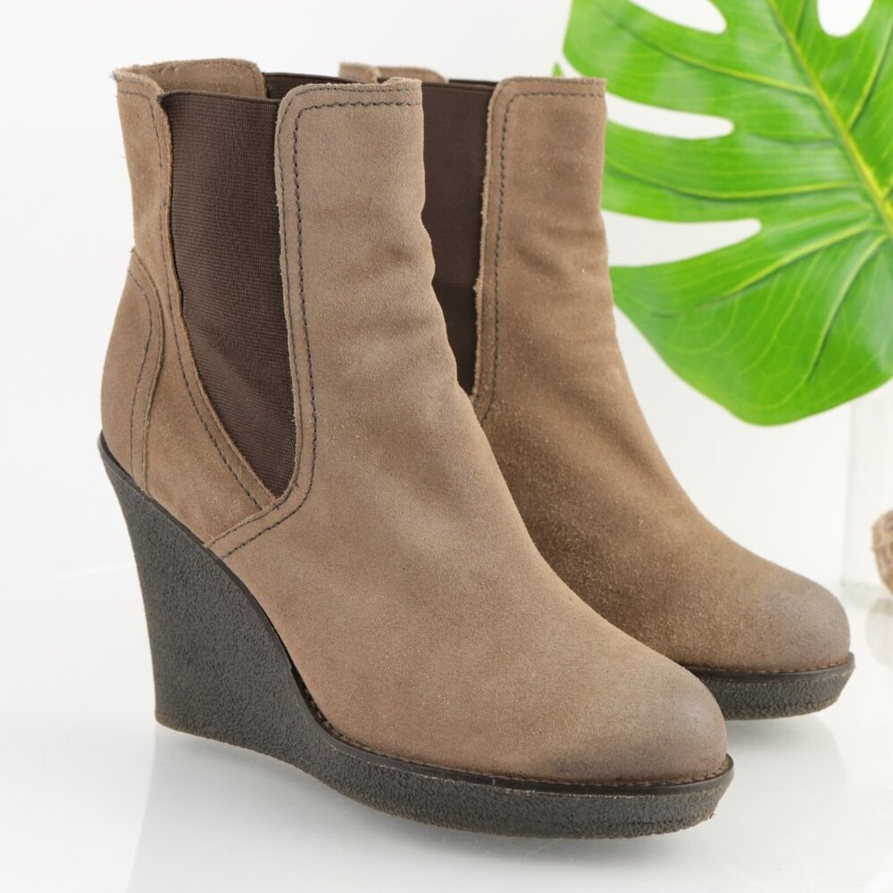 Splendid Womens Culver Boot Size 10 Tan Suede Chelsea Bootie Wedge Heel Pull On